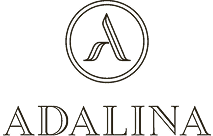 Adalina logo with elegant A monogram inside circular outline and serif lettering