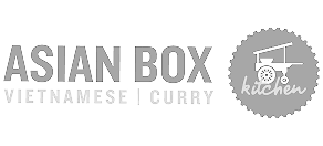 Asian Box Street Food logo with cart icon in bold gray text
