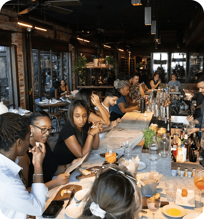 Guests enjoying food and drink at Barcelona Wine Bar