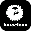 Barcelona wine bar logo with a stylized human figure inside a circle