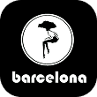 Barcelona wine bar logo with a stylized human figure inside a circle