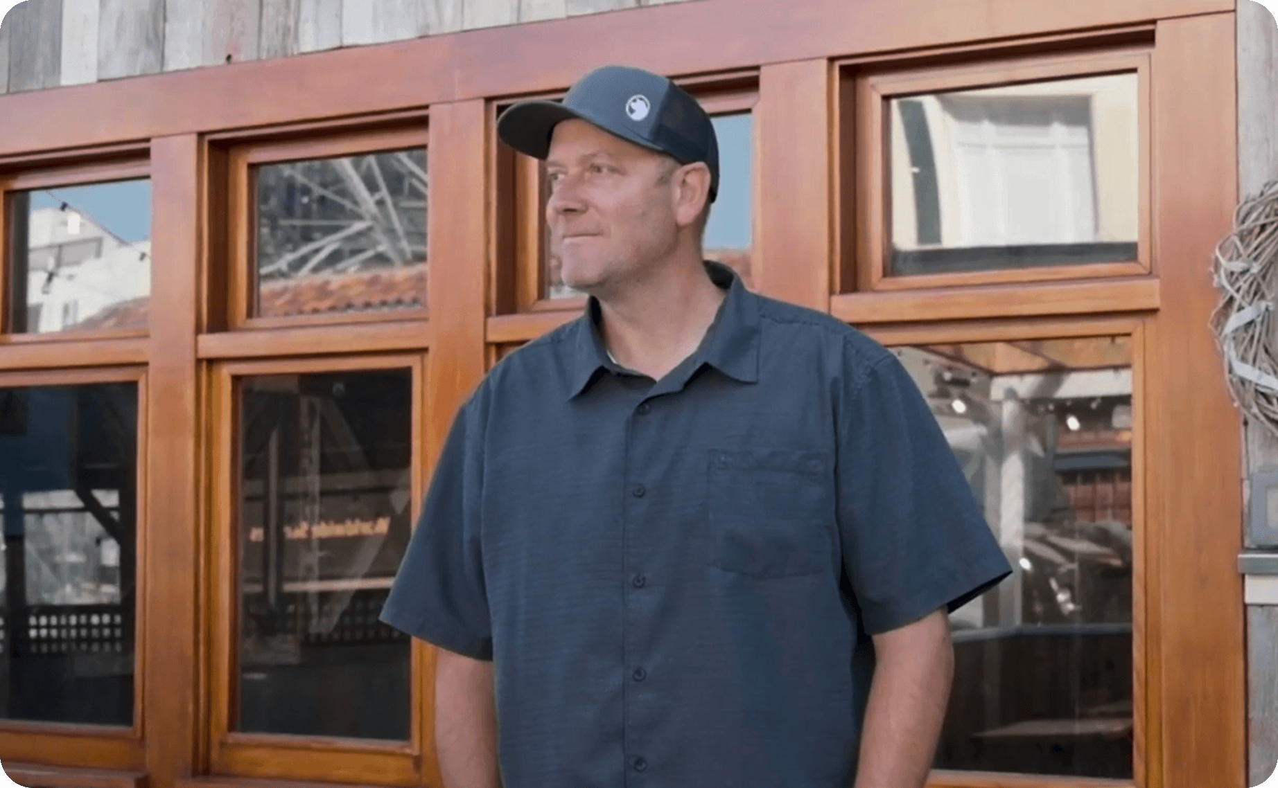 Stryker Scales, Co-owner of Blue Barn, standing outside the restaurant