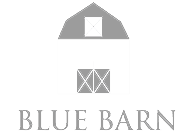 Blue Barn logo with black barn illustration and bold uppercase text