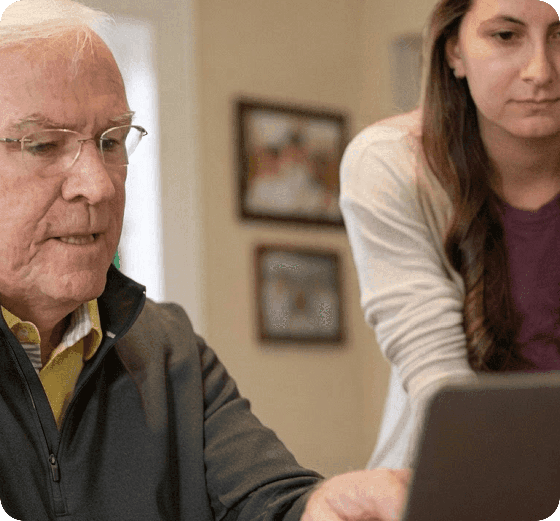 Bob Brunner, Owner of J.P. Fitzgerald’s, reviewing reports with his office manager