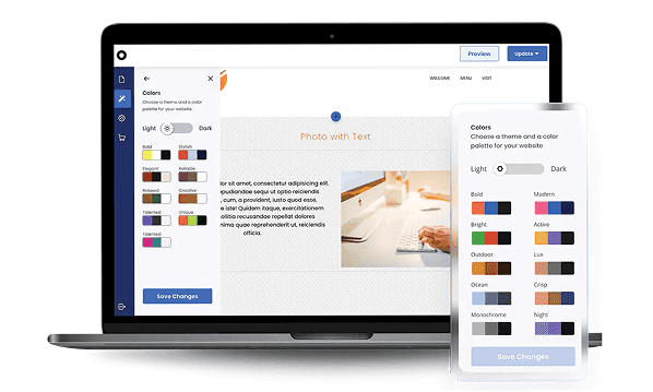 Website builder dashboard for a service business