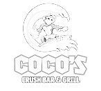 Coco’s Crush Bar & Grill logo with surfing monkey holding an orange drink