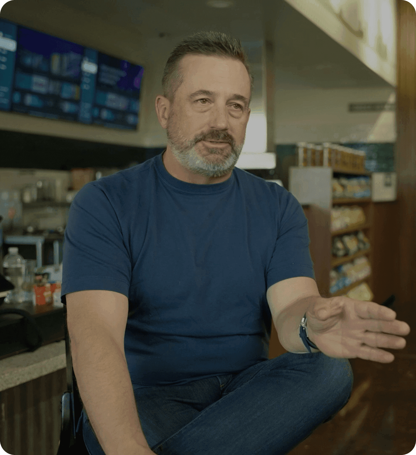 Doug Stritzel of Pickleman’s Gourmet Cafe speaking inside the restaurant