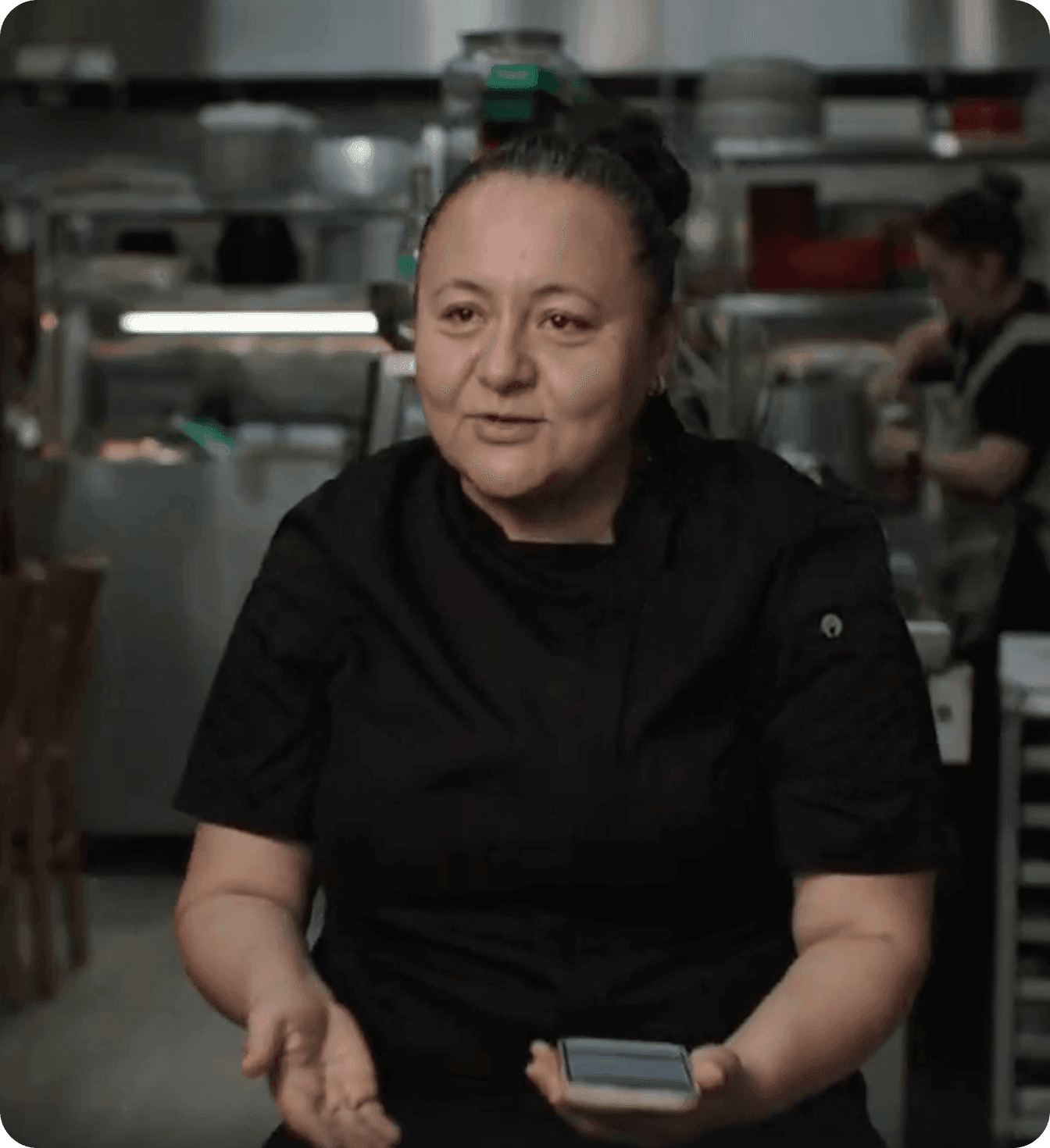 Edith Bello of El Castillito speaking at her restaurant