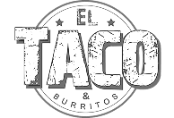 El Taco & Burritos logo with bold distressed text on yellow circle background