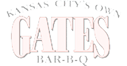 Gates Bar-B-Q logo with text saying Kansas City’s Own Gates Bar-B-Q