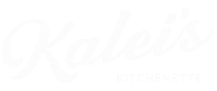 Kalei’s Kitchenette logo with text and pineapple pattern background