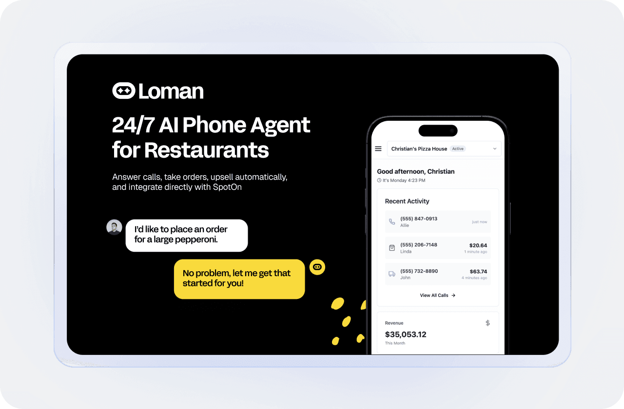 AI phone agent taking restaurant order and integrating with POS system