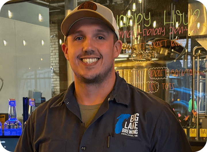 Mike Jones, GM of Big Lake Brewing, inside the brewery taproom