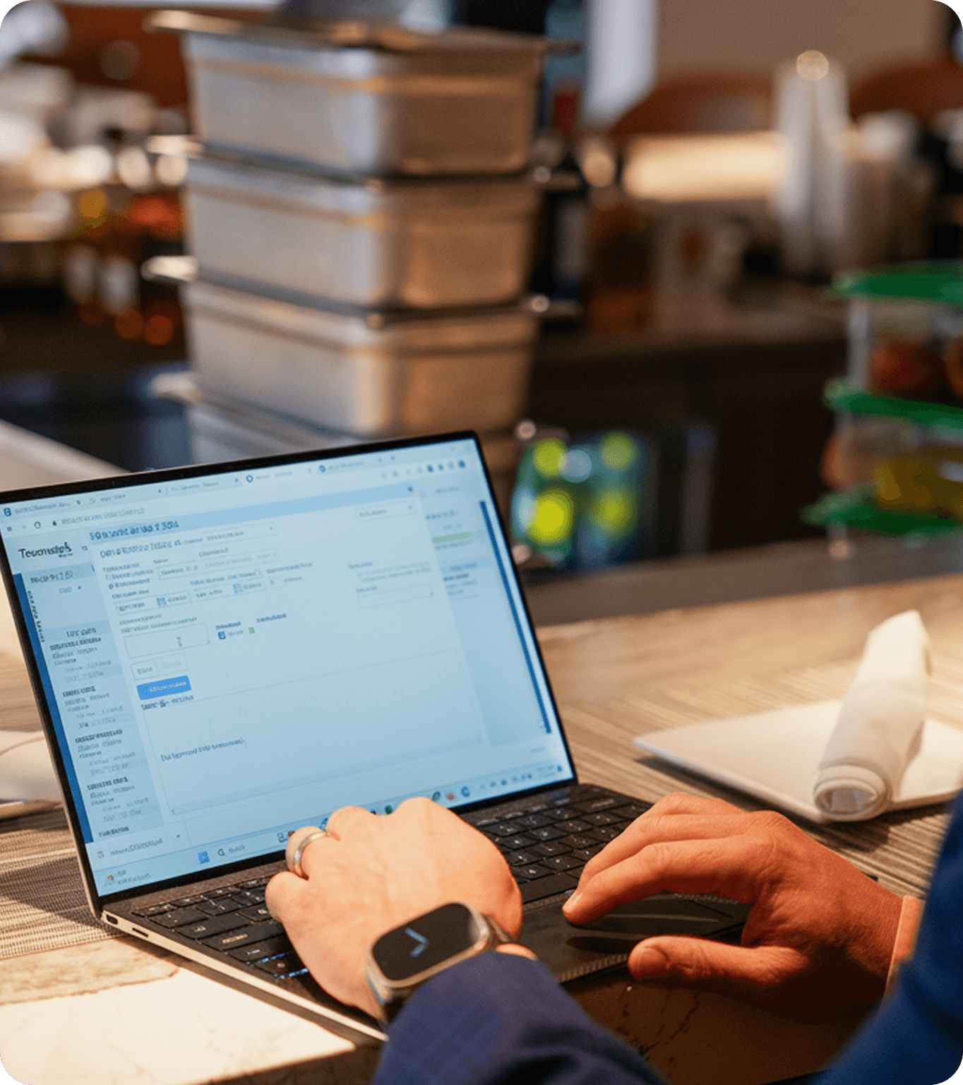  restaurant manager submits payroll from SpotOn Teamwork