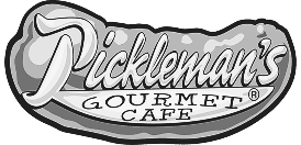 Pickleman’s Gourmet Cafe curved black and white logo