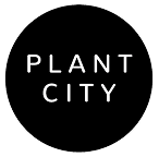 Plant City circular logo with simple text in a thin outline circle