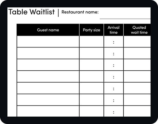 Printable waitlist template thumbnail