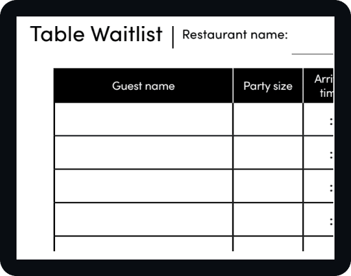 Printable waitlist template thumbnail