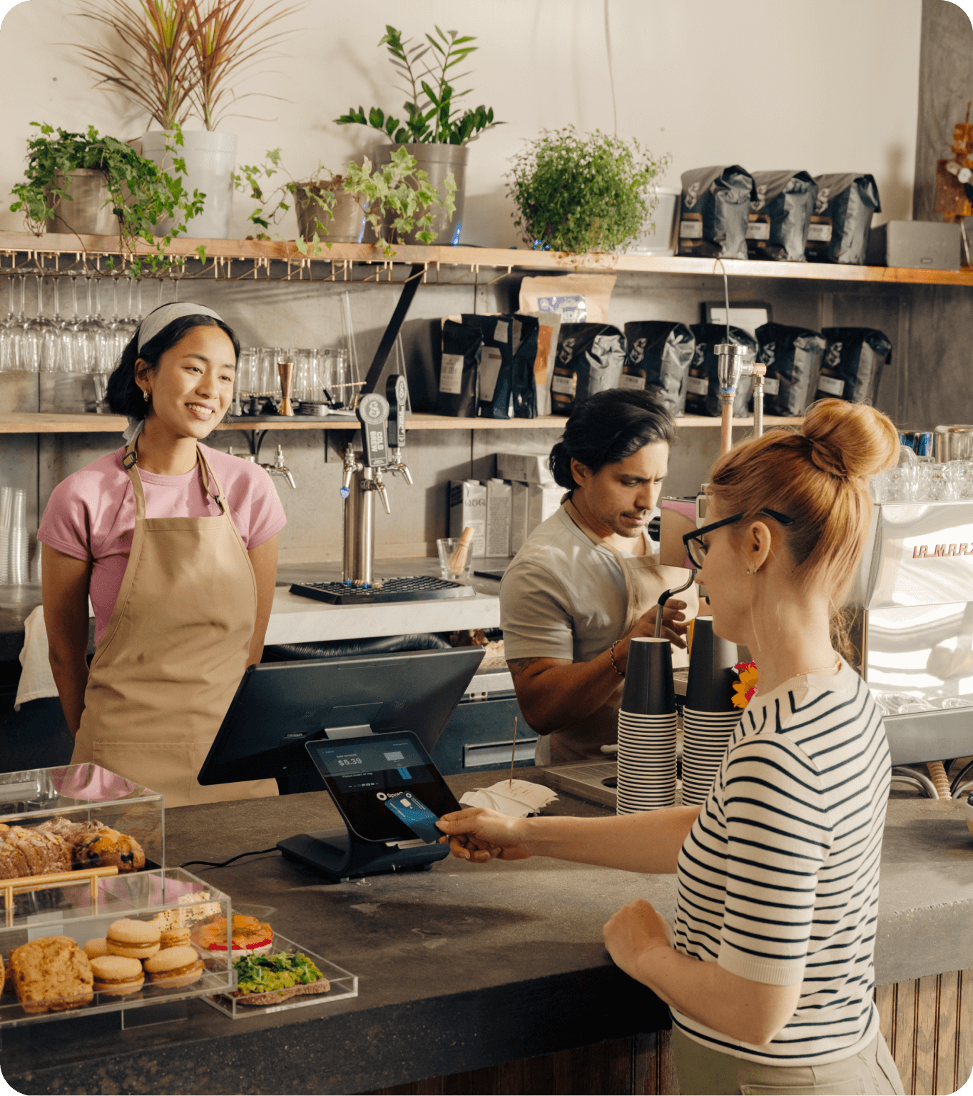 A restaurant guest earns a freebie by redeeming loyalty points
