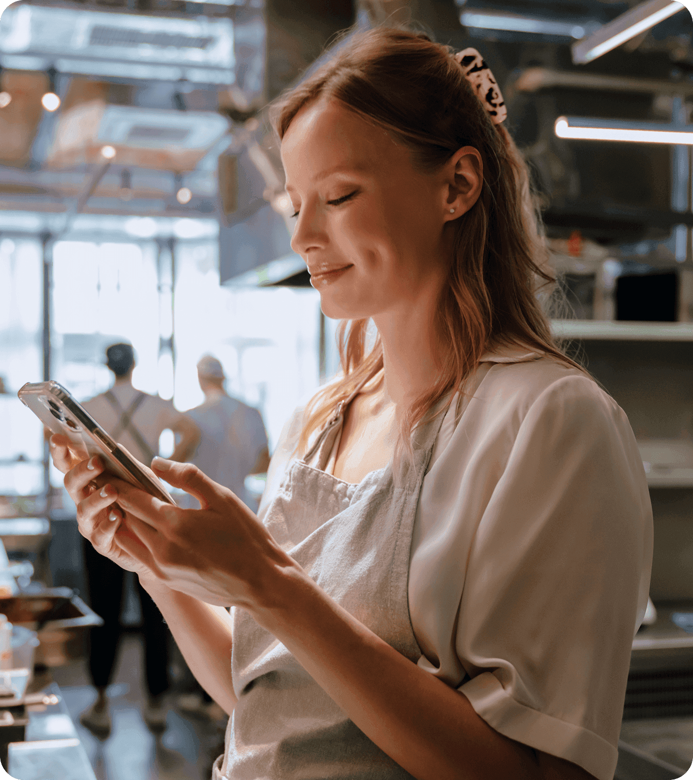 Restaurant employee requests a shift swap right from their mobile phone