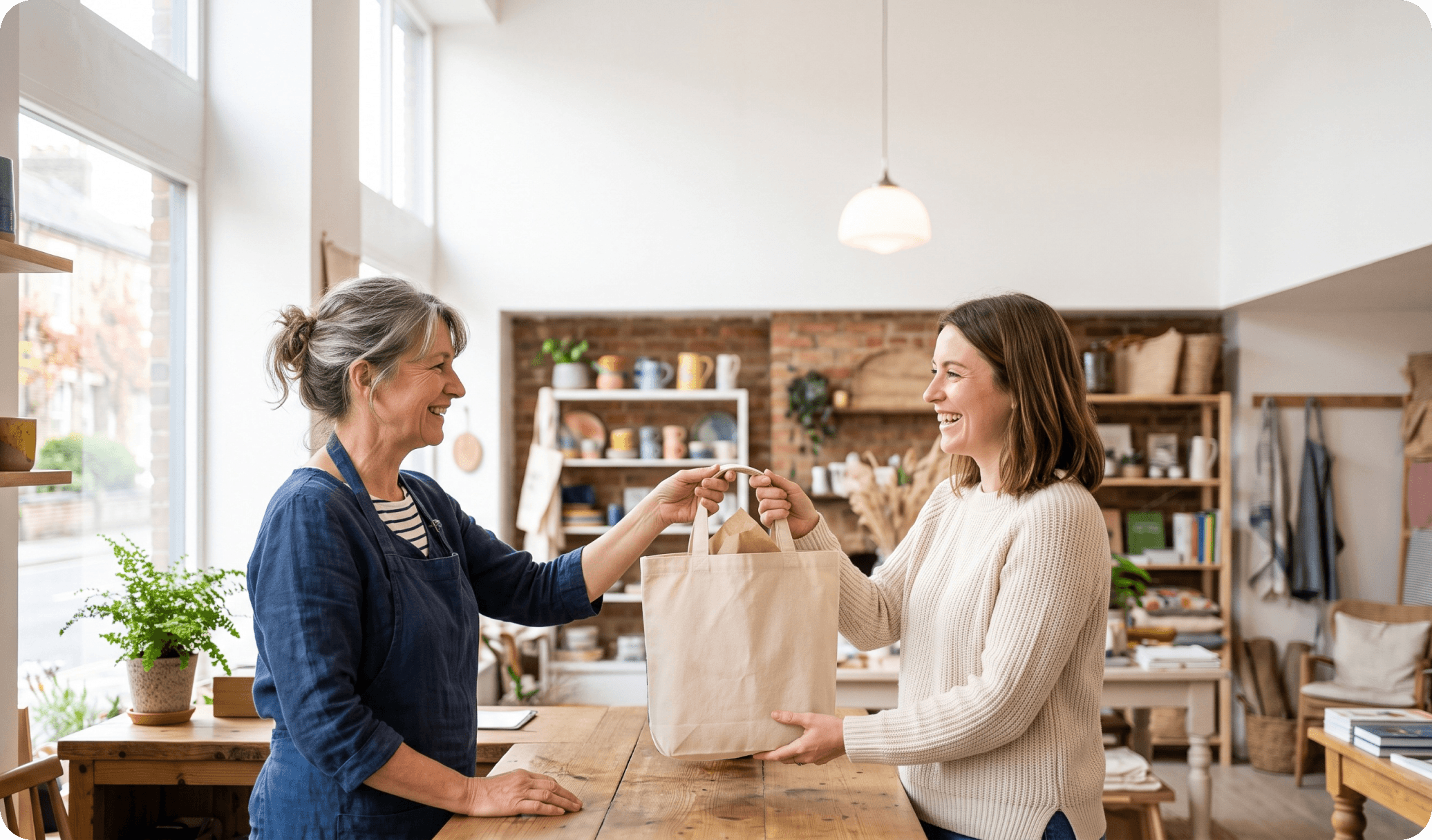 A customer logs in on a payment terminal to earn loyalty points at a small business