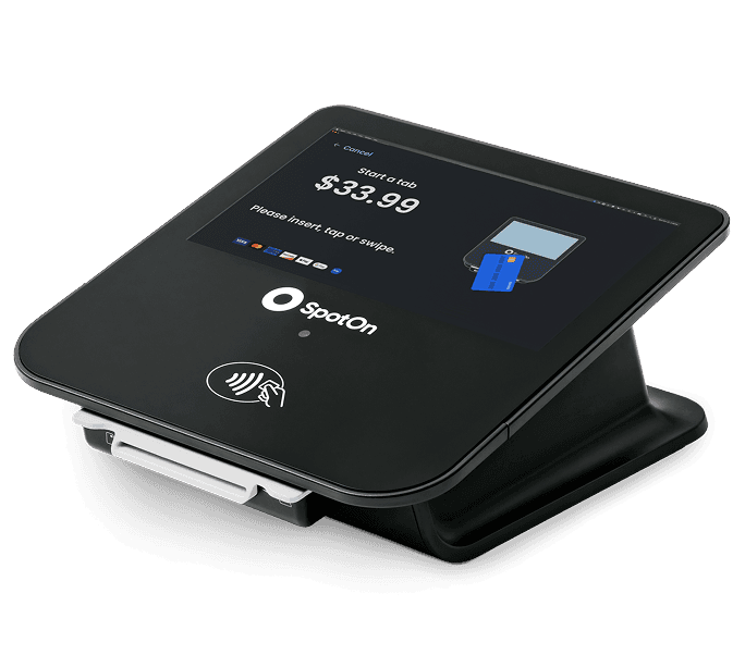 Spoton guest facing display with card reader screen