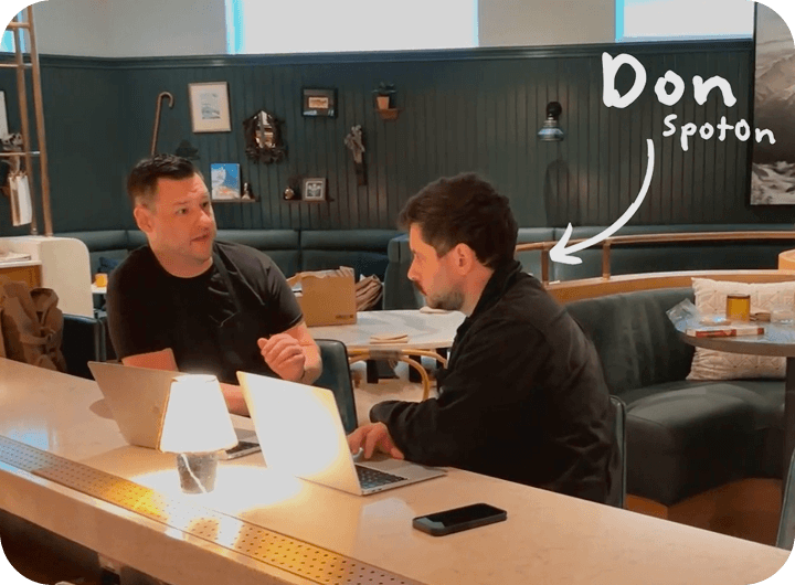 SpotOn rep talking with Karl Gorline, Chef & Owner of Avize