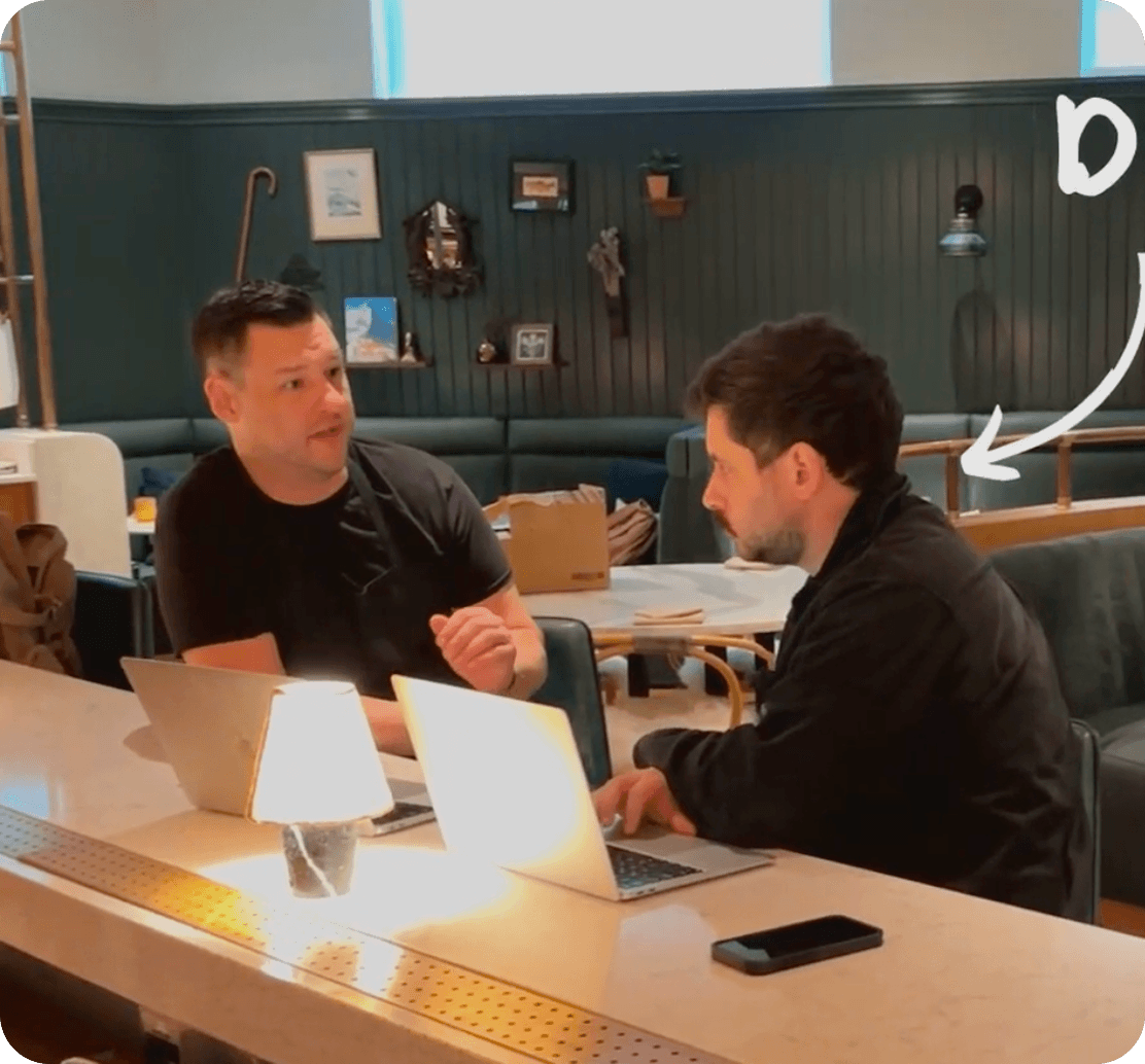 SpotOn rep talking with Karl Gorline, Chef & Owner of Avize