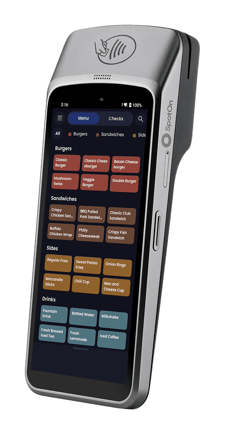SpotOn Handheld with cafe menu