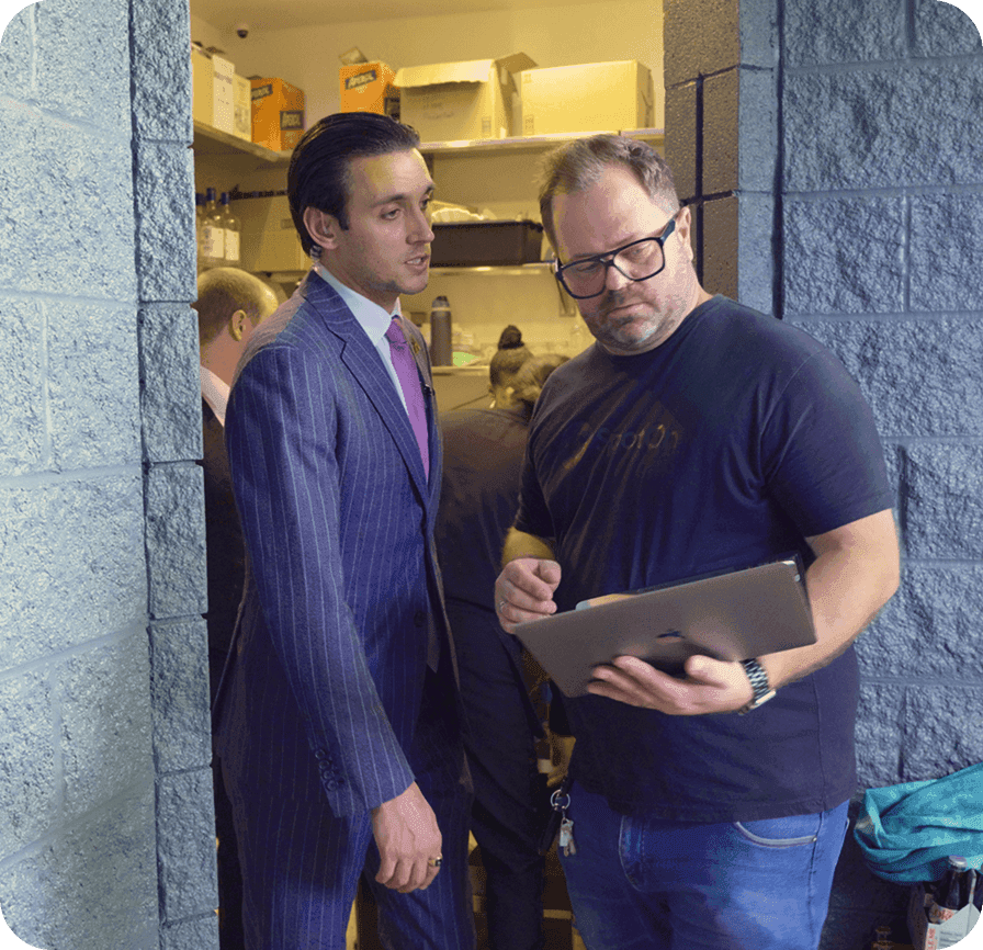 SpotOn implementation specialist consulting with Adalina restaurant manager during system setup
