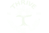 Thrive Juice Lab logo with green tree and sunburst design, Est. 2014