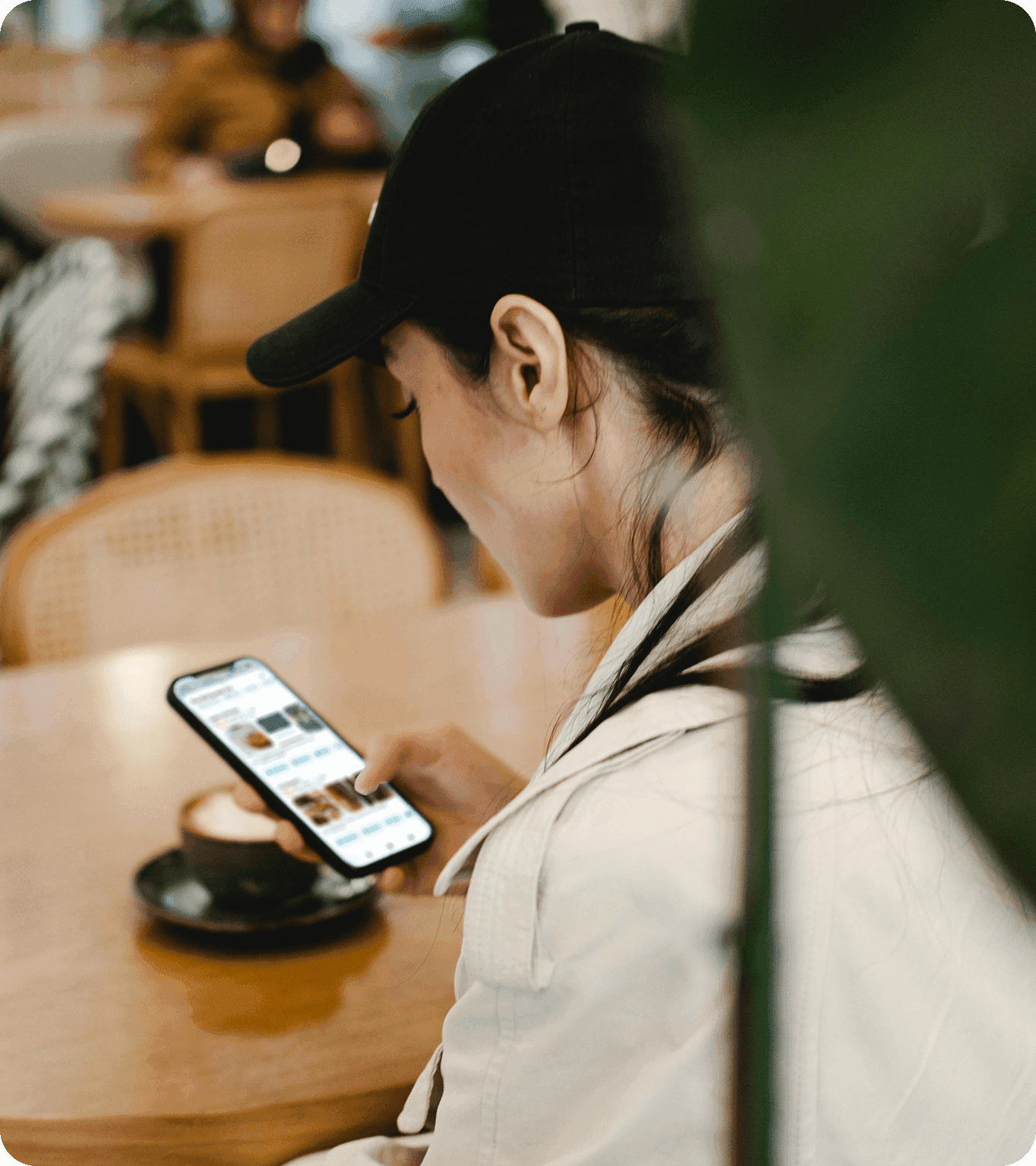 A customer searches for local fine dining restaurants on their phone