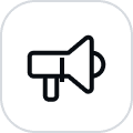 Marketing icon with black outline