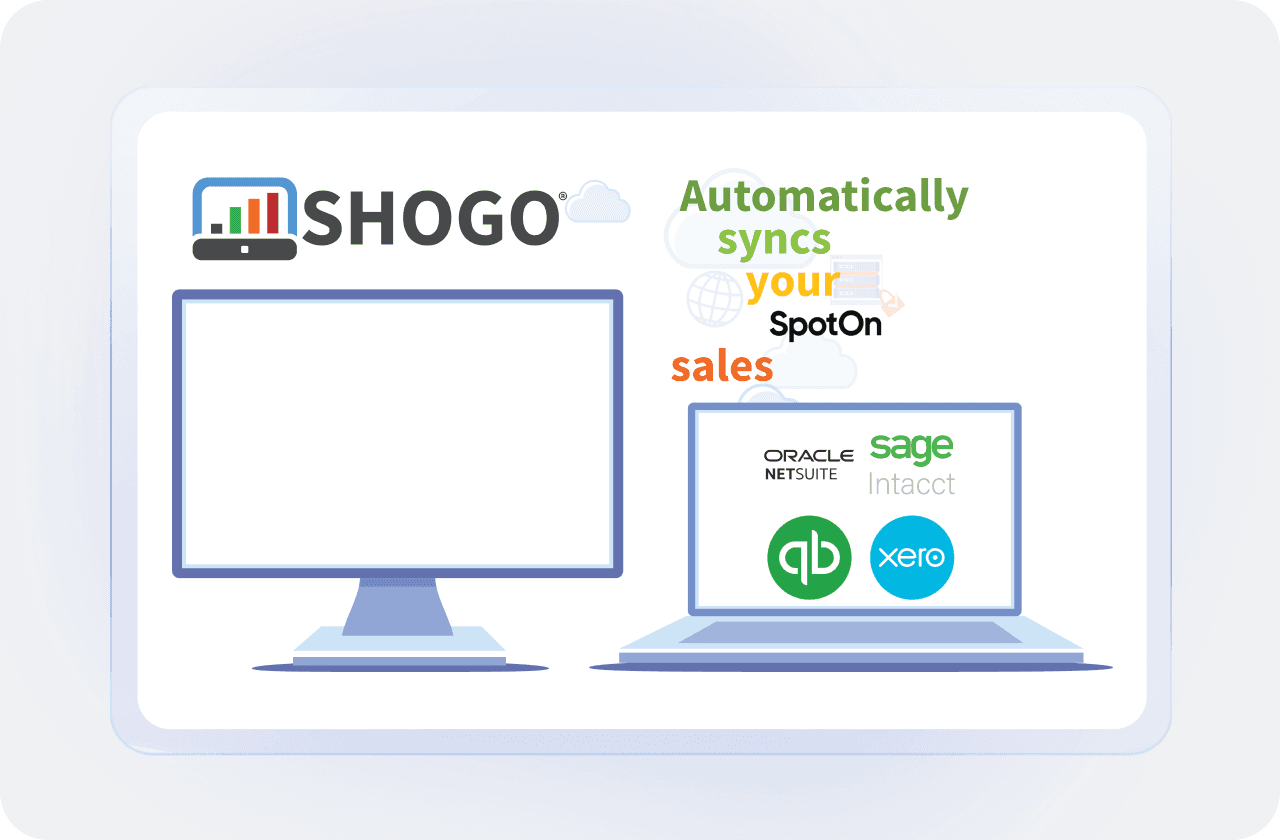 Shogo integration syncing SpotOn sales with QuickBooks, Xero, and NetSuite
