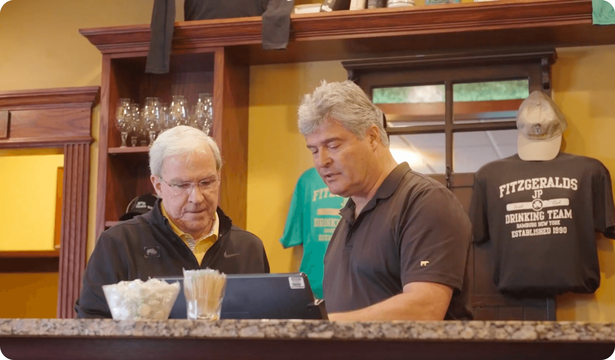 A SpotOn dealer talking to a restaurant owner