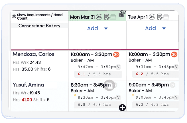SpotOn Teamwork scheduling interface