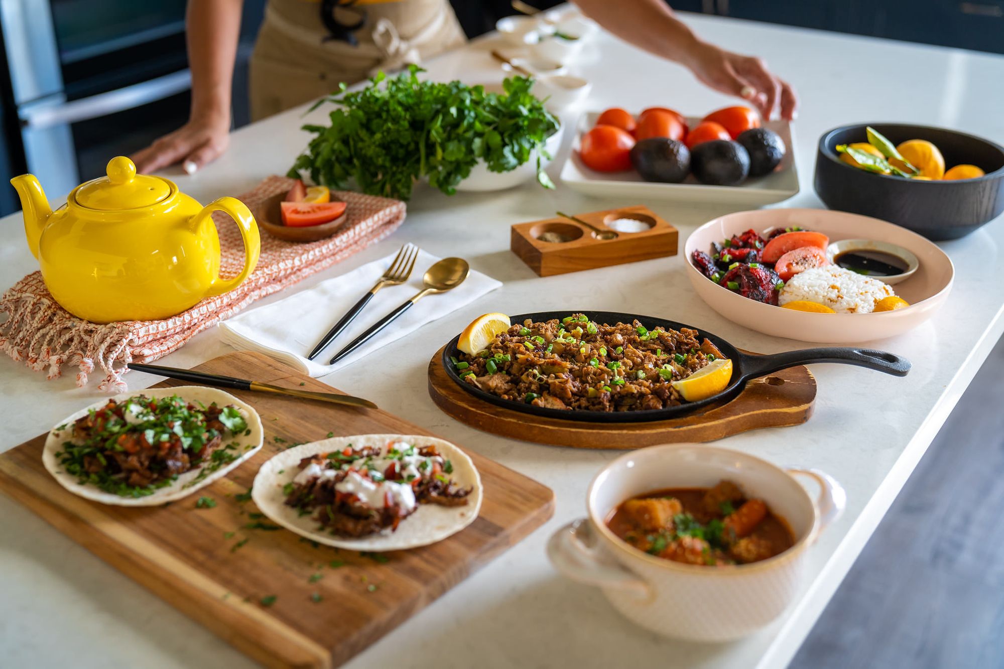 A sampling of Chef Reina's vegan Filipino cuisine.