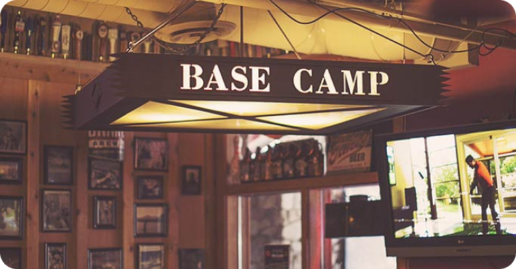 Base Camp sign in the dining room of the restaurant.