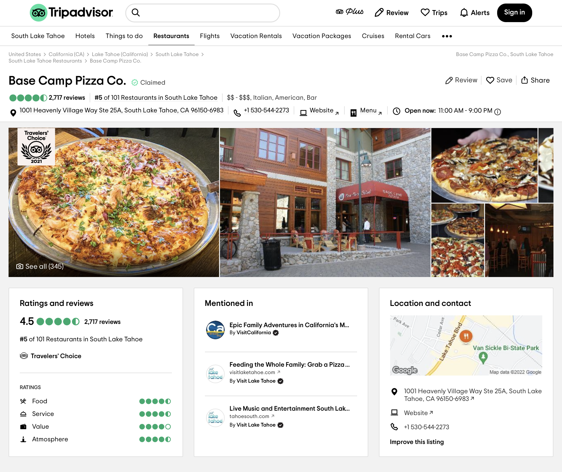 Base Camp Pizza Co. business hours, map, and other details on TripAdvisor business page.