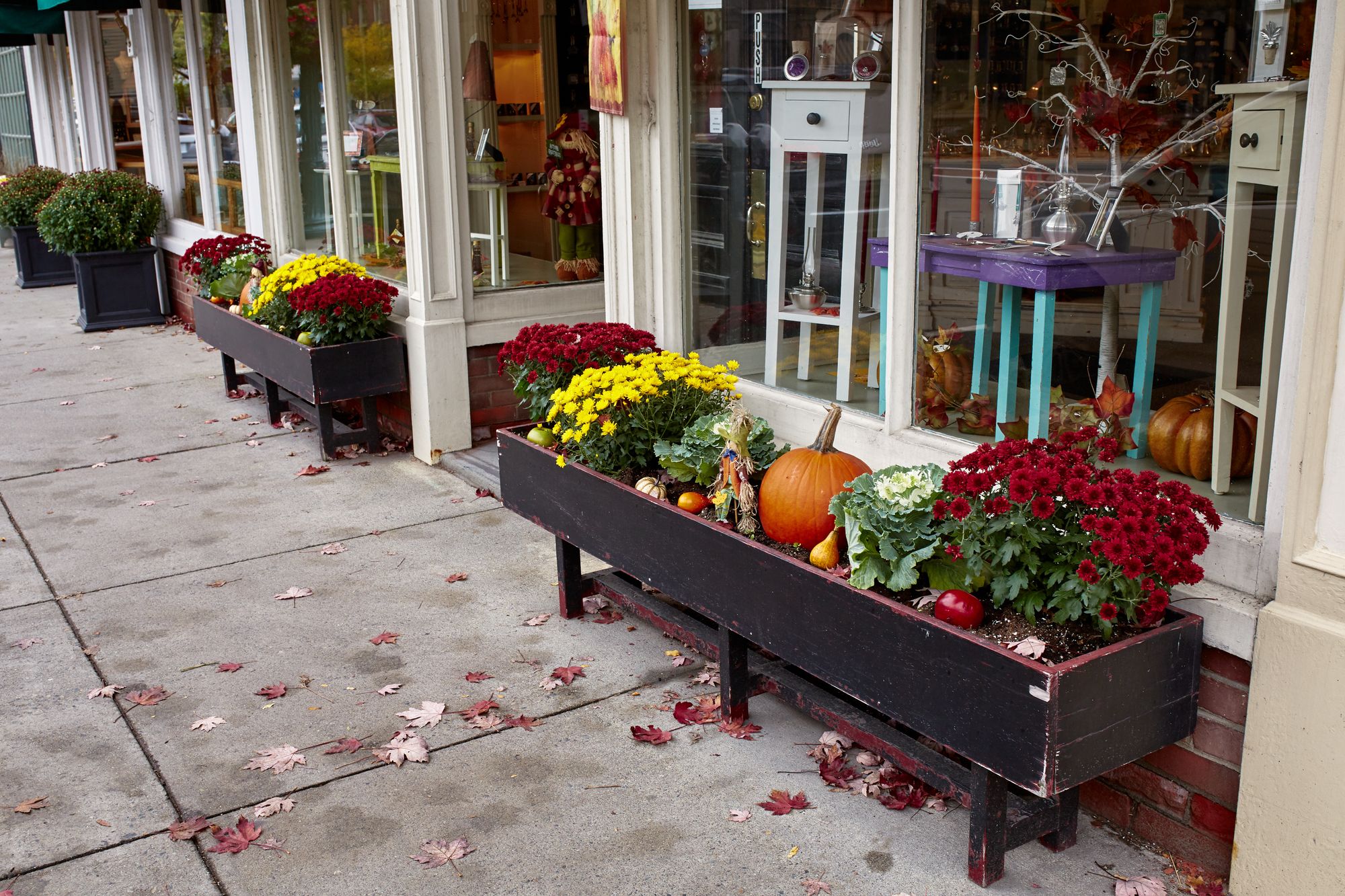 A decorated storefront can help increase foot traffic on Halloween.