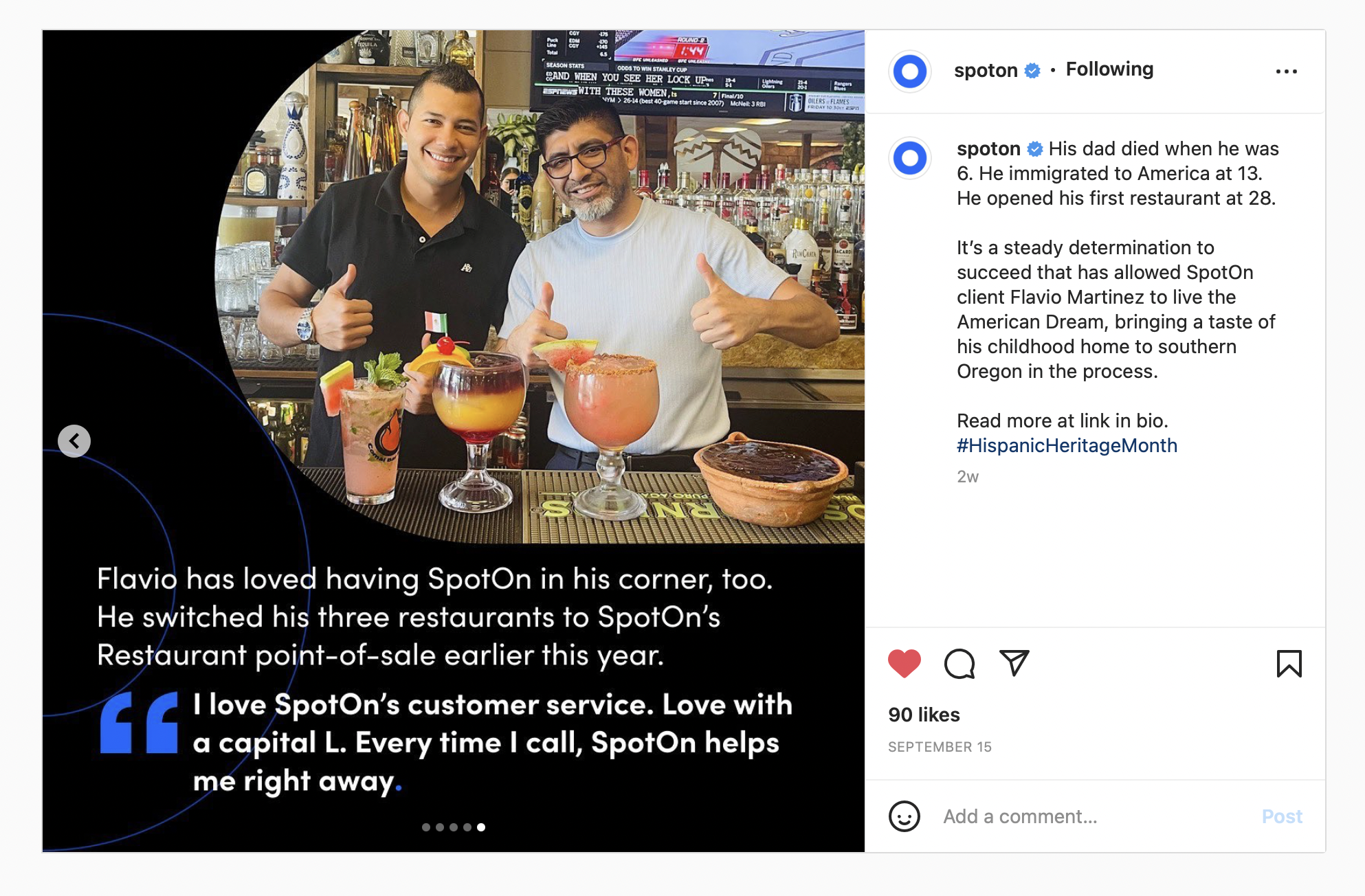 Screenshot of an Instagram image where two men are posing in front of drinks.