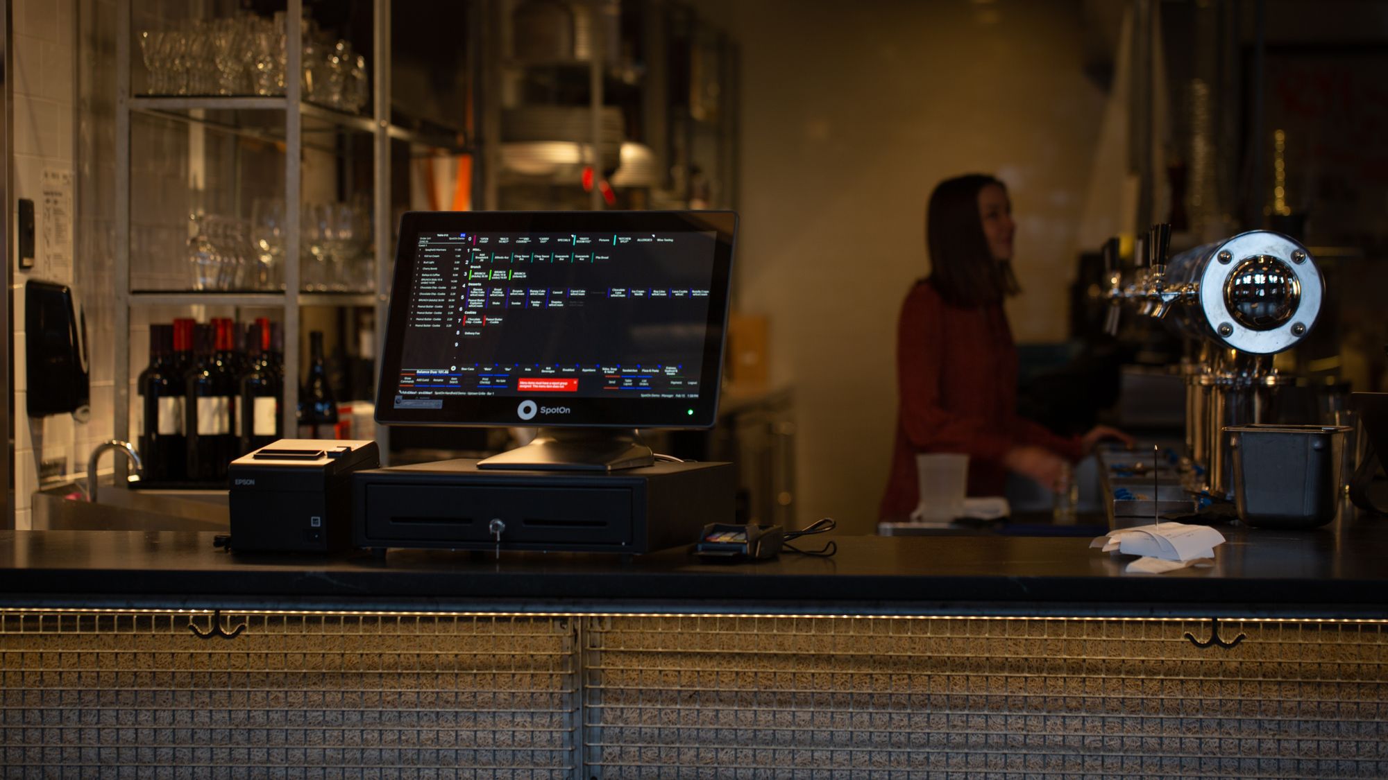SpotOn tech in a restaurant.
