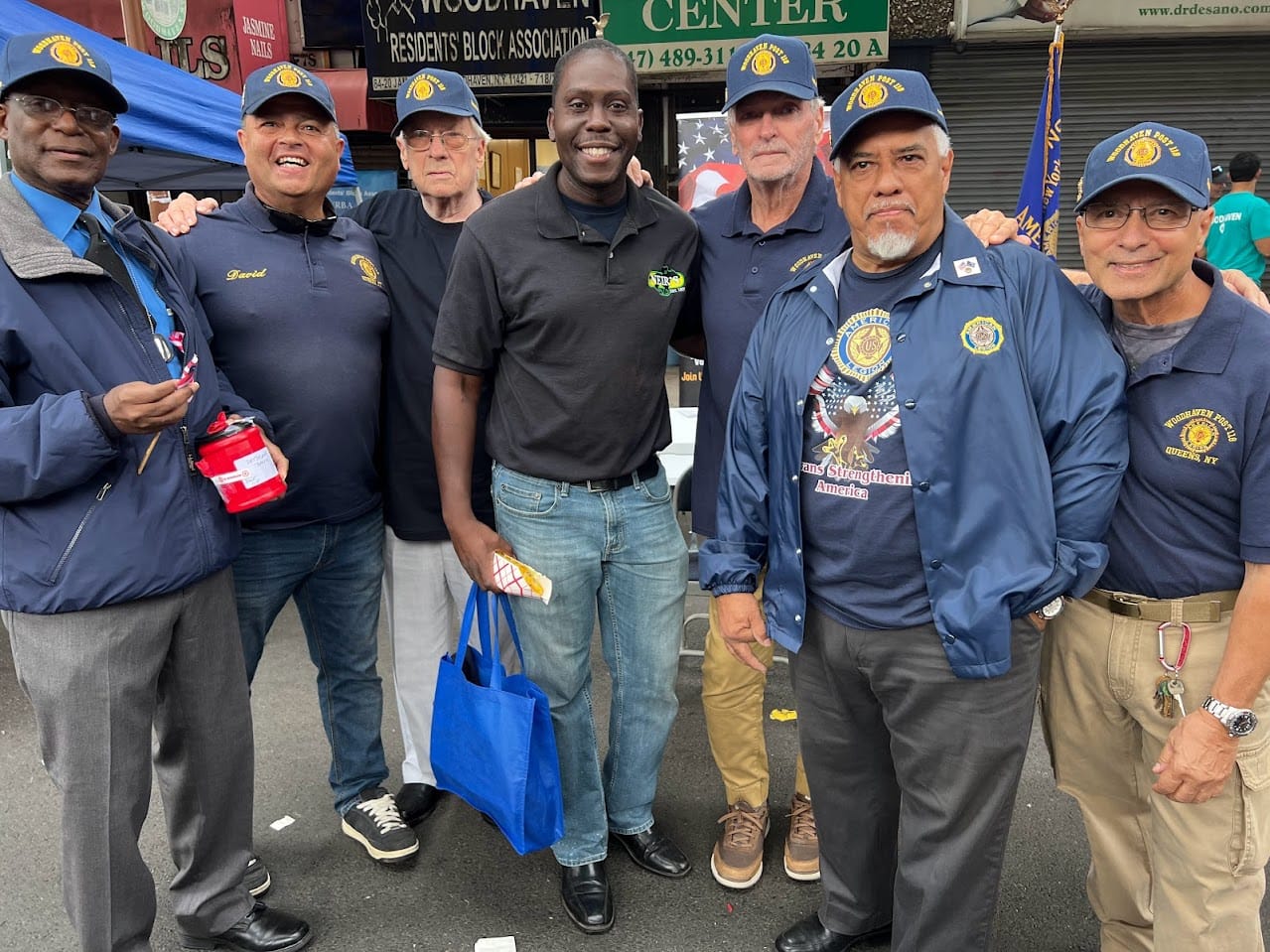 Loycent Gordon with members of the American Legion Woodhaven Post 118
