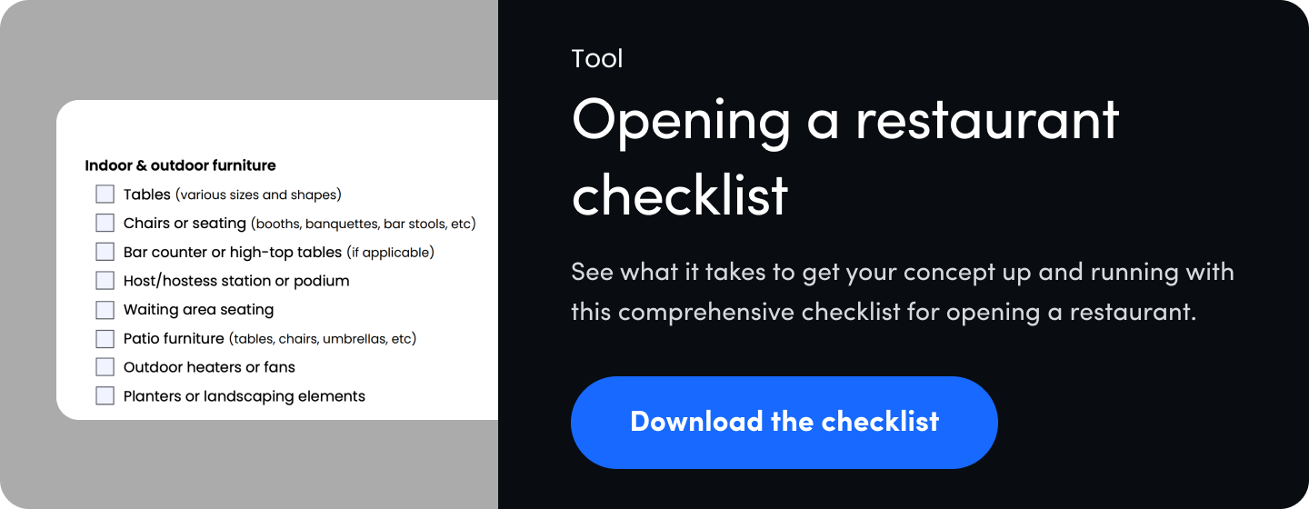 Opening a restaurant checklist