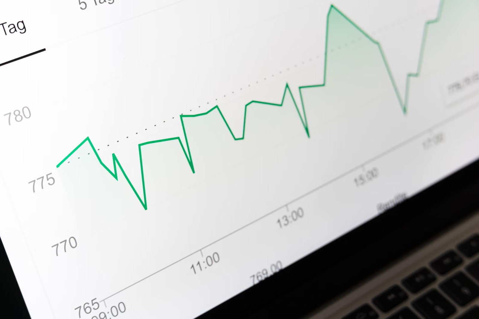 green line graph on laptop