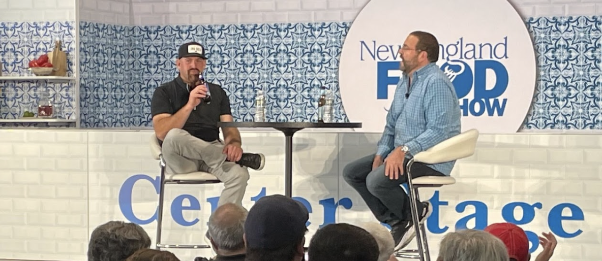 Kevin Youkilis speaking at the 2022 New England Food Show, produced by the Massachusetts Restaurant Association 