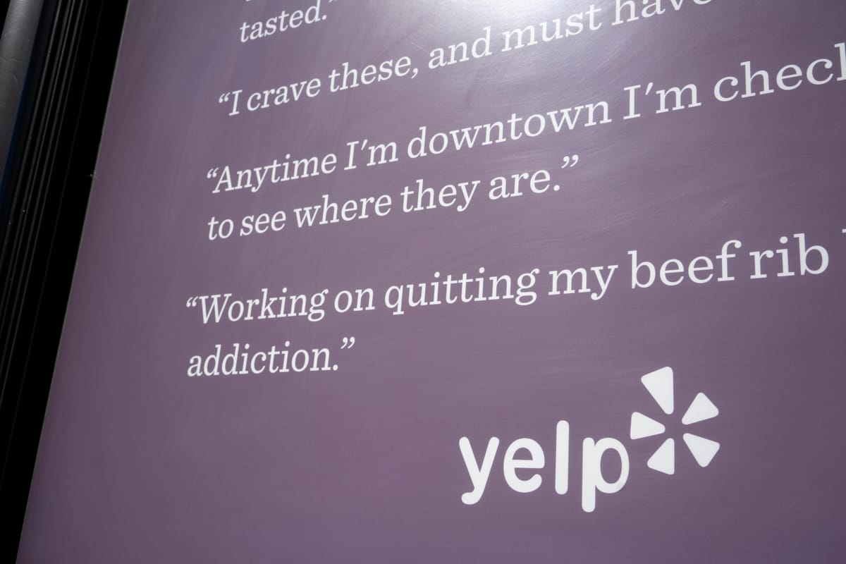 Board with yelp comments.