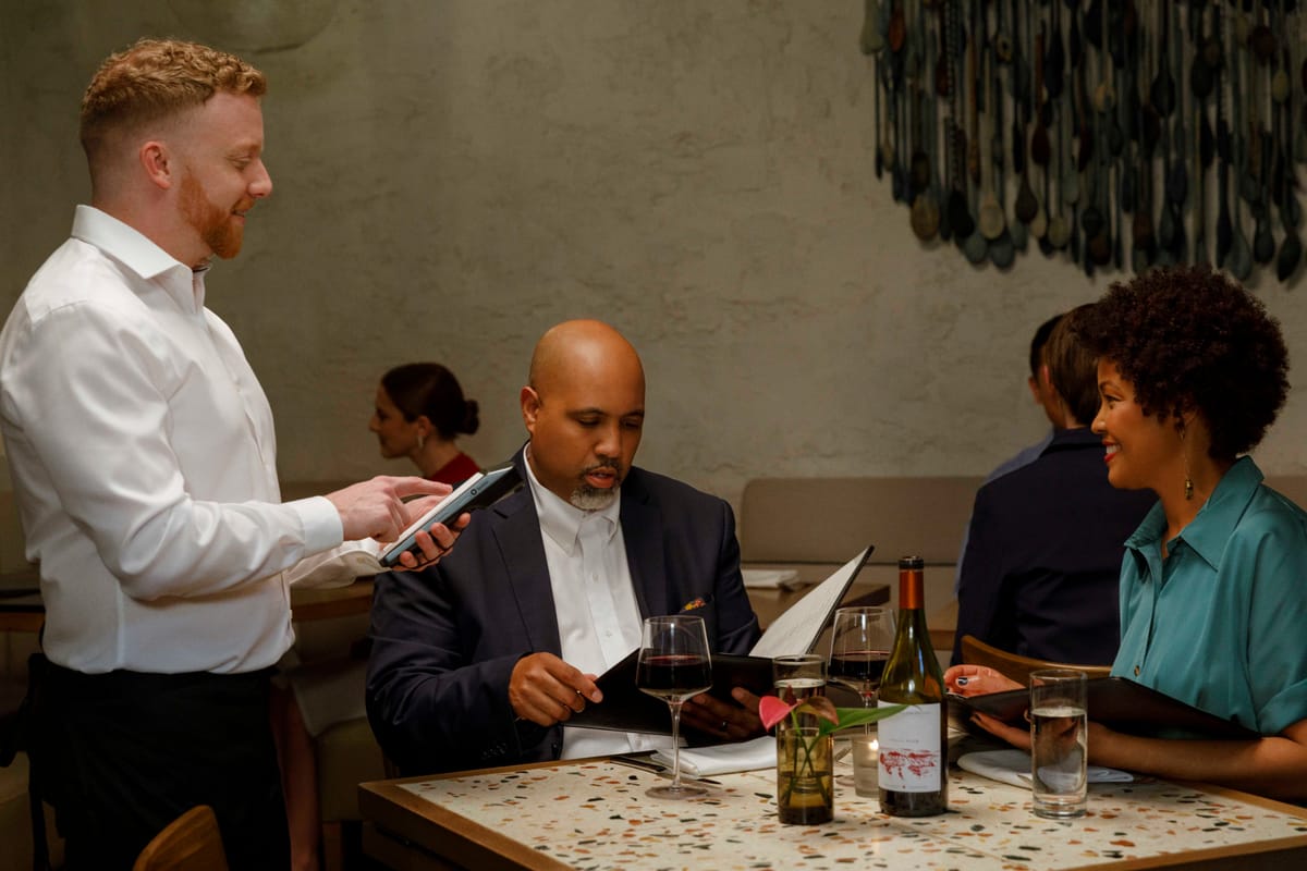 Steps of service: Server taking an order
