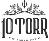 10 Torr Distilling and Brewing with ornate crown design