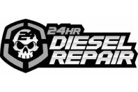 24 Hour Diesel Repair with mechanical skull emblem